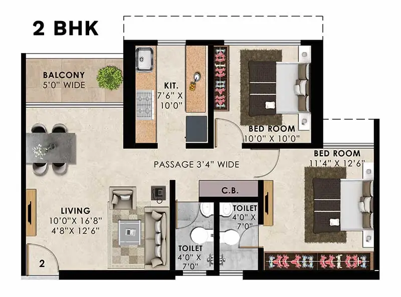 Wembley24 2BHK Premium Residence Unit Plan